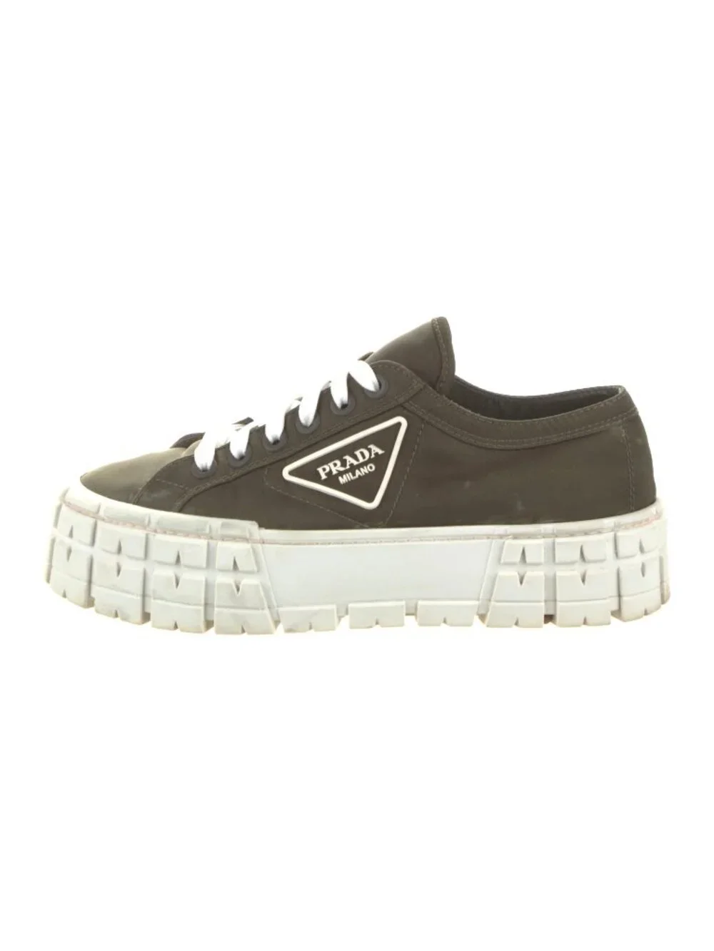 PRADA Re-Nylon Double Wheel Green Chunky Platform Sneakers Size 38.5